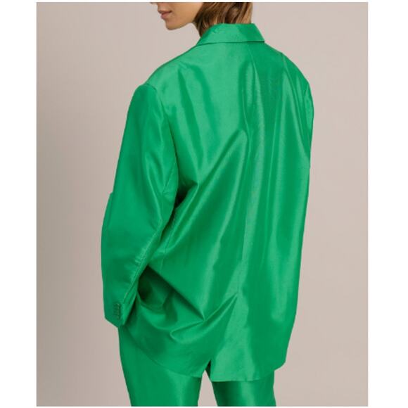 New ~ MUNTHE ~ Jaketta Green 100% Silk Oversized Blazer Size 38 US 8 ~ FALL - Picture 3 of 11